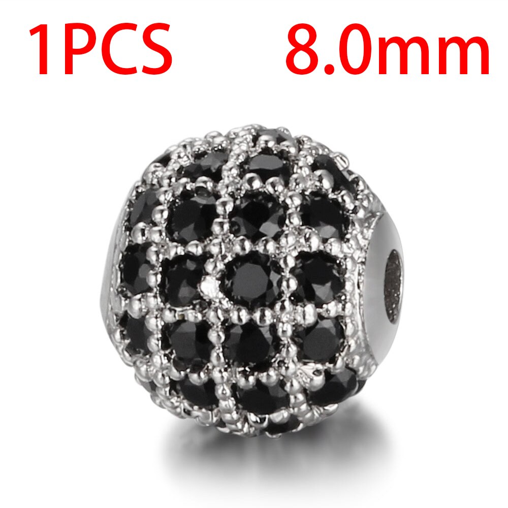 Available Separately / 8mm / 10mm Luxury Mini Pav AAA + Zircon European Gasket Beads, Round Charms For Bracelets And Jewelry: 8mm21