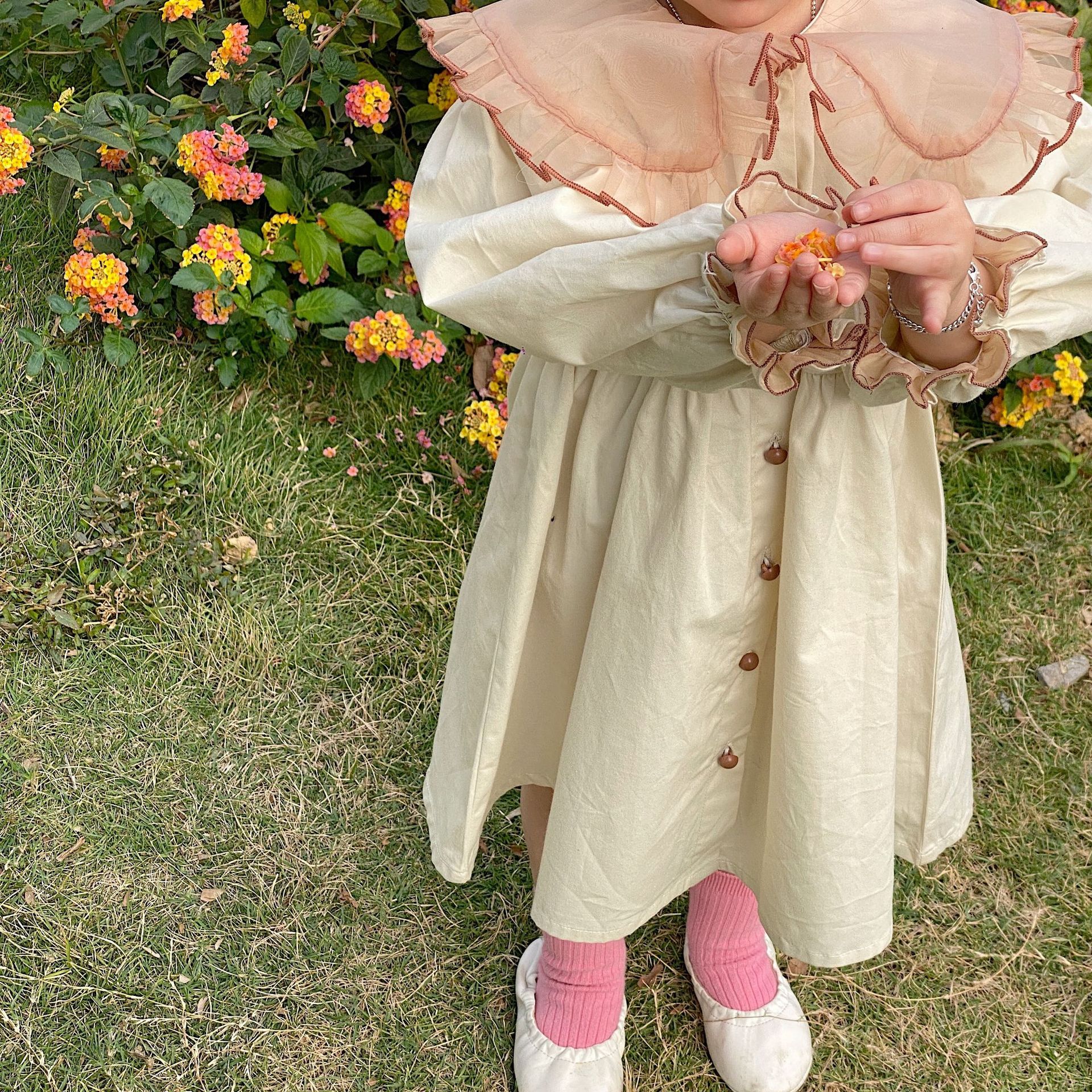 Robe coréenne pour enfants, vêtement d&#39;été à revers large, collection printemps 2022: 110cm