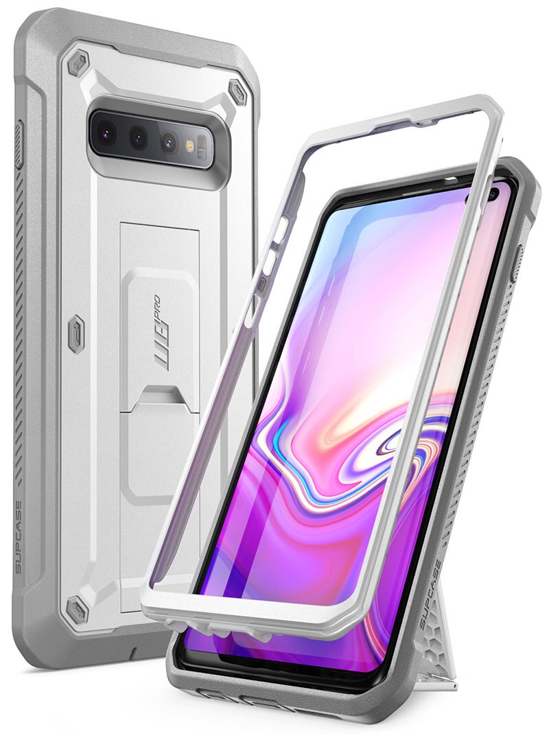 Supcase Voor Samsung Galaxy S10 Plus Case 6.4 "Ub Pro Full-Body Robuuste Holster Kickstand Cover Zonder Ingebouwde screen Protector: White