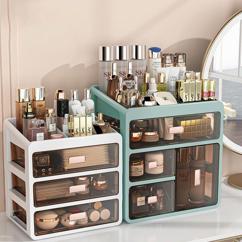 Organizador de cosméticos jóias caixa organizadora de maquiagem grande capacidade multifuncional gaveta de armazenamento de mesa caixa organizadora de maquiagem