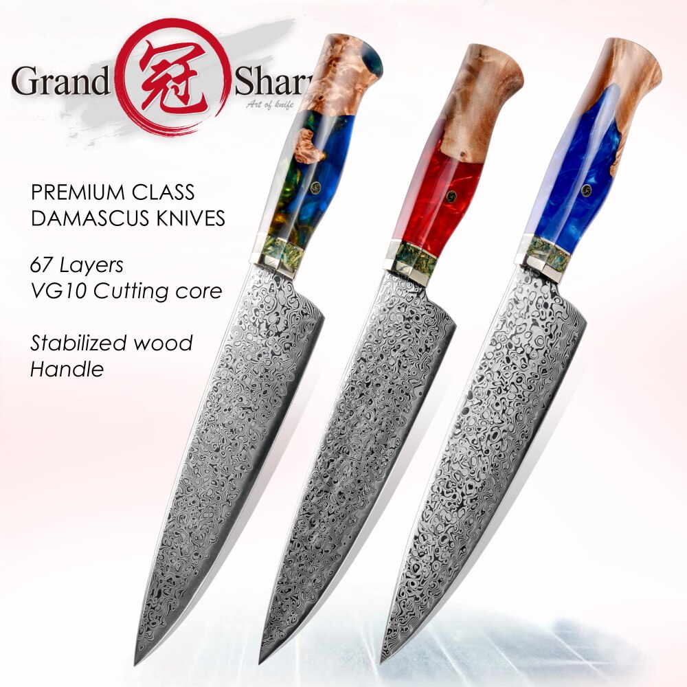 Japanese Chef Knife Sets Kitchen Cooking Tools 67 Layers VG10 Damascus Stainless Steel Blue Red White Wooden Handle Cookware