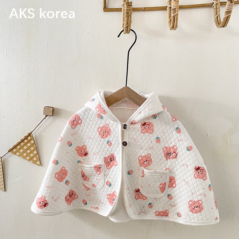 Herfst Pasgeboren Kleding Baby Meisje Capuchon Cute Bear Print Baby Jongens Mantel Jas Katoen Kinderen Windjack Baby Hoodie