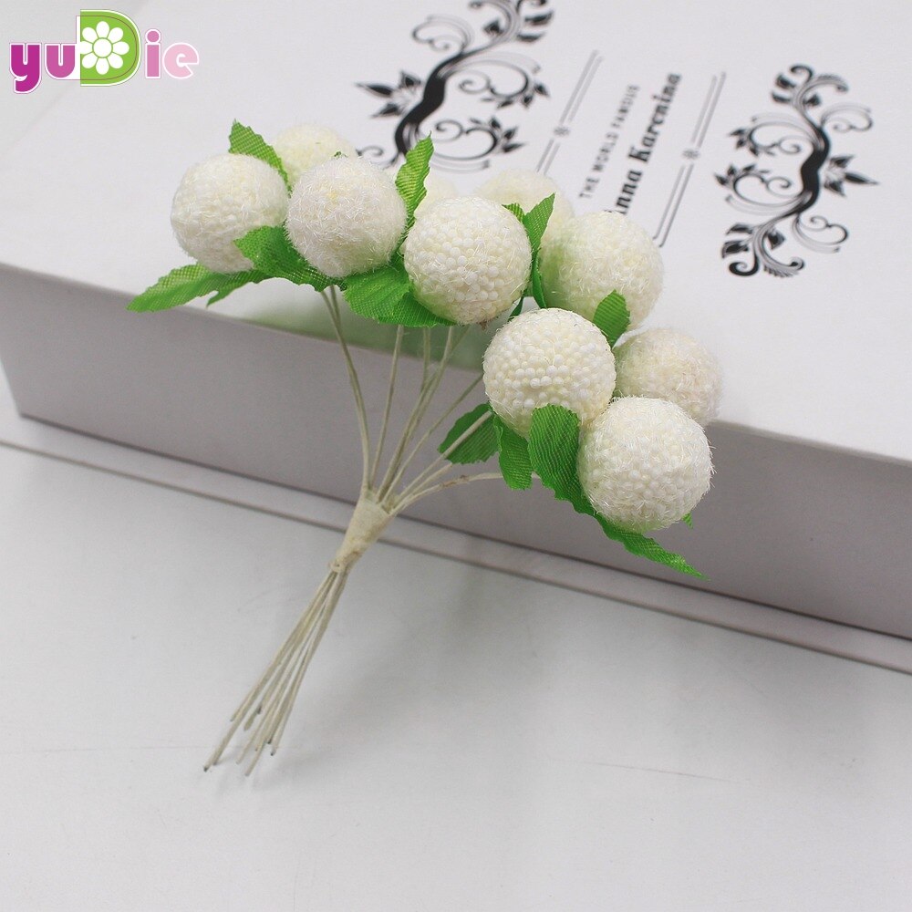 10 Stks/partij Kleine Boeket Kunstbloemen Meeldraden Cherry Berry Kerst Festival Party Decor: Milk white