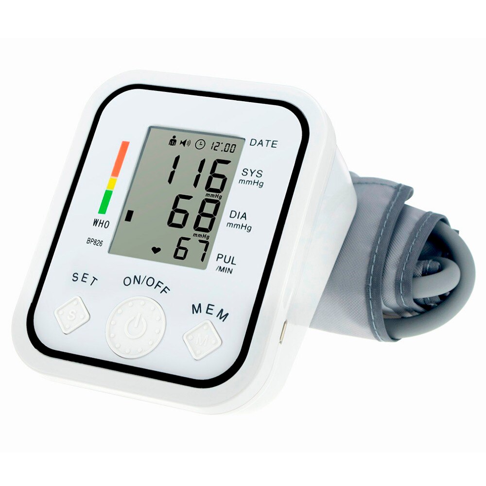 Lcd-scherm Digitale bp Arm Bloeddrukmeter Maatregel Meter Bloeddrukmeter Manchet NonVoice Wit pulsoximeter tonometer