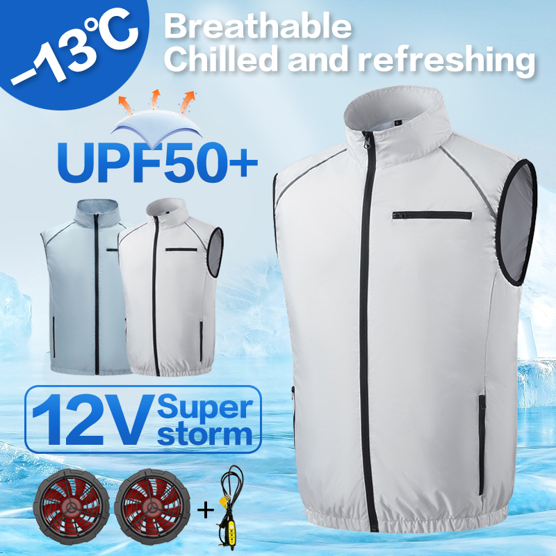 Kleding met ventilator voor airconditioning - Lichte stijl voor heren en dames, voor koeling, met ventilatoren en bescherming tegen de zon. Buitenvissen