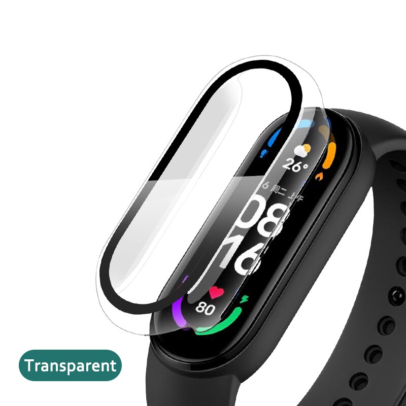 Funda protectora de pantalla para Xiaomi Mi band 5, 6 y 4, funda protectora de cobertura completa, accesorios para Mi band 6 y 4: Transparent