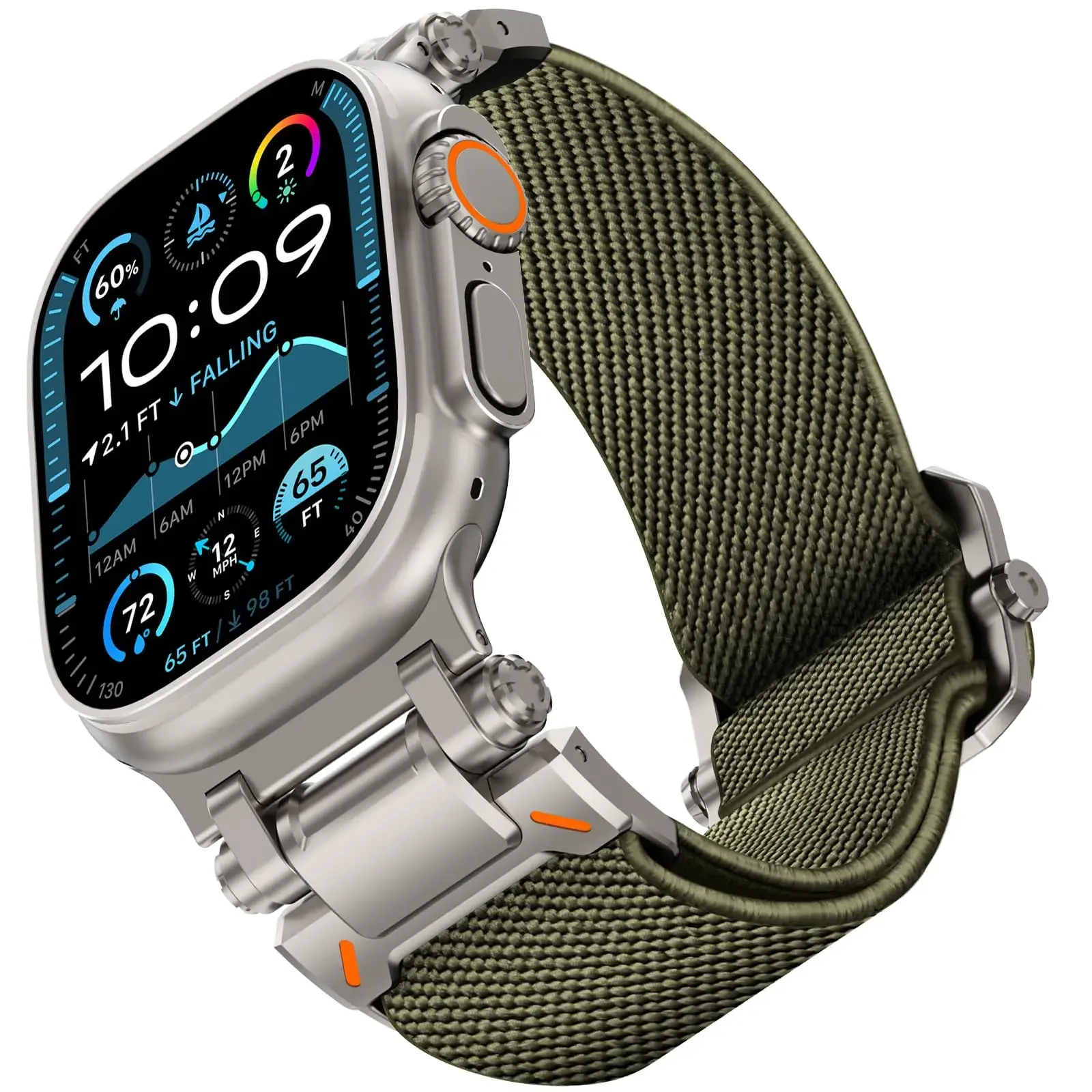 Bracelet de Sport blindé pour Apple Watch Ultra2, 49mm 46mm 45mm 44mm 42mm, métal et Nylon, Correa iWatch série 10 9 8 7 6 5 4: BLACK WHITE / 14mm
