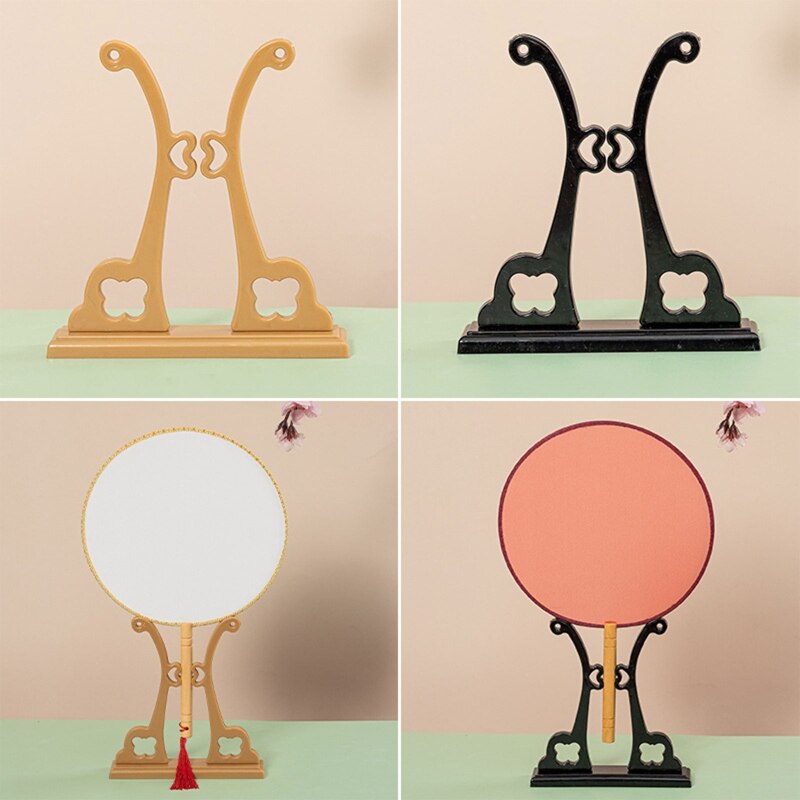 Chińnarty styl okrągły wentylator ręczny uchwyt stojak wystawowy klasyczny składany wentylator podstawa stojaka