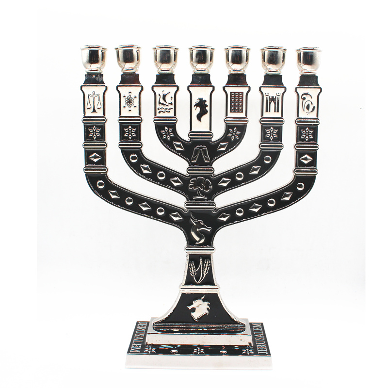 Candelabro Menorah de 7 ramas de Jesús, 12 iglesias, portavelas