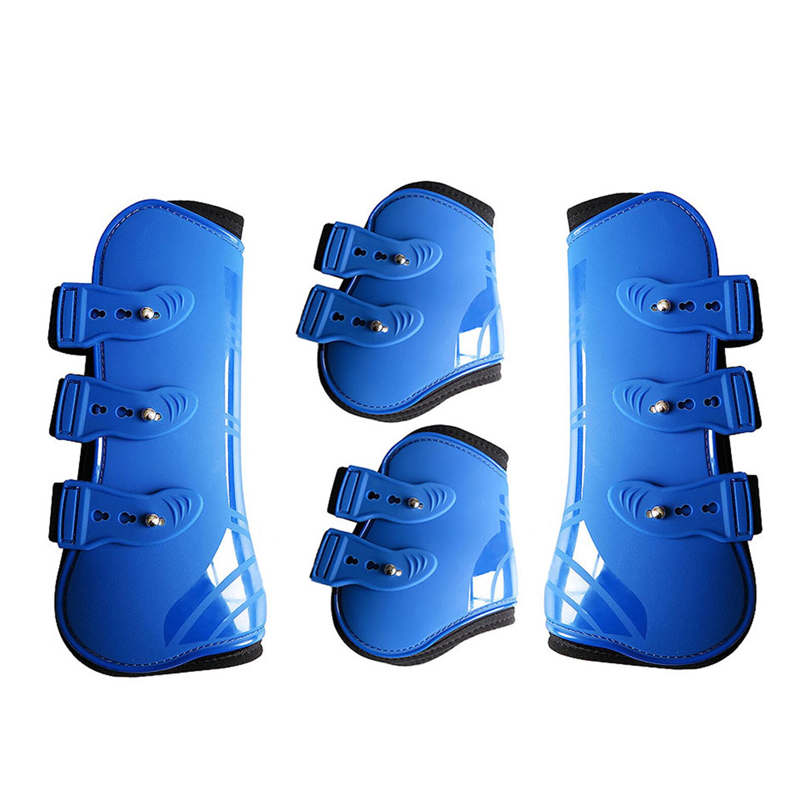 Horse Leg Boots Guard Equestrian Outdoor PU Leather Front Hind Adjustable Training Riding Protection Wrap Farm Brace Practical: Blue M