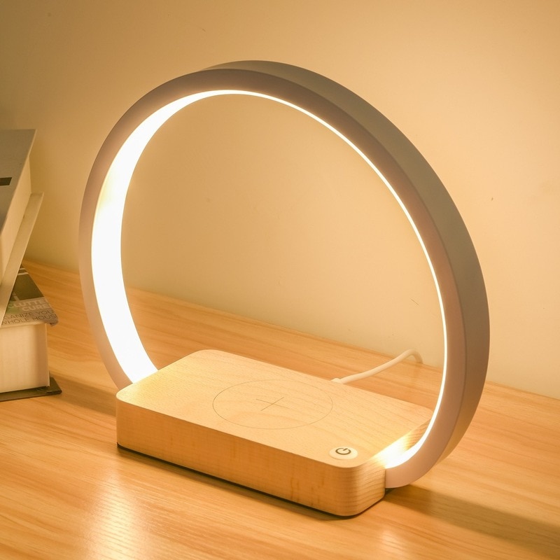 Multifunksjon ved siden av lampe trådløs mobil frakt soverom bordlampe øyebeskyttelsesstudielamper usb lade berøringsbryter lys
