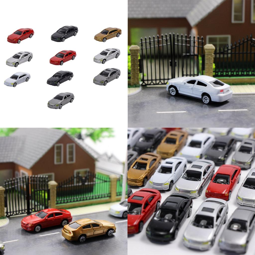 10Pieces HO Scale Model Vehicle Car 1:87 Architecture Model Train Scenery