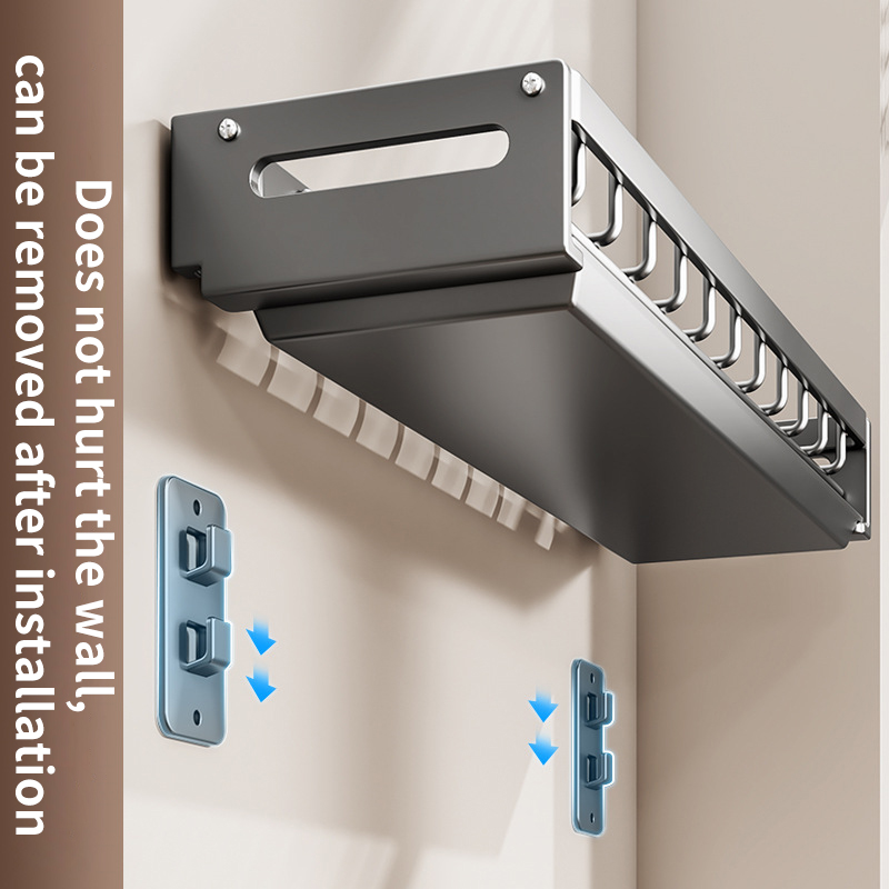 Kitchen Bowl Plate Drying Storage Shelf Wall Mounted Dish Drainer Rack Multifunction Chopsticks Spoon Tableware Dish Holder