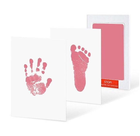 Baby Handprint&Footprint Ink Pads Print Kit for Baby Shower Keeping Baby Memory DIY Family Photoes baby shower invitations: Pink