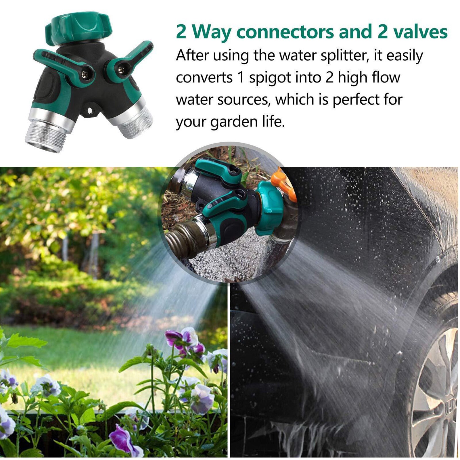 Y Water Water Faucet Splitter Garden Hose Splitter Irrigation Faucet Comfortable Rubberized Grip KFF Metal Body Hose Connector