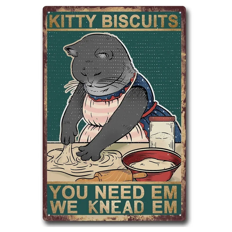retro Katze Kaffee Metallschild Jahrgang Küchenschilder Wanddekoration Weil Mord ist falsch Lustige Schilder Bar Dekorationen Kunst Poster: 20x30cm / Rose verrotten