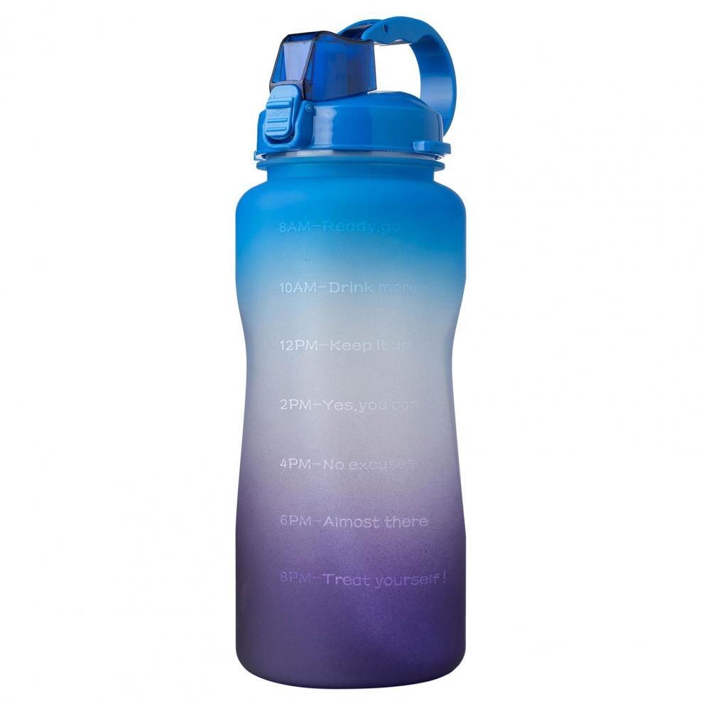 Tirtan 2L Stylish Outdoor Water Bottle Tasteless Kettle Time Marker for Fitness:  Blue Purple
