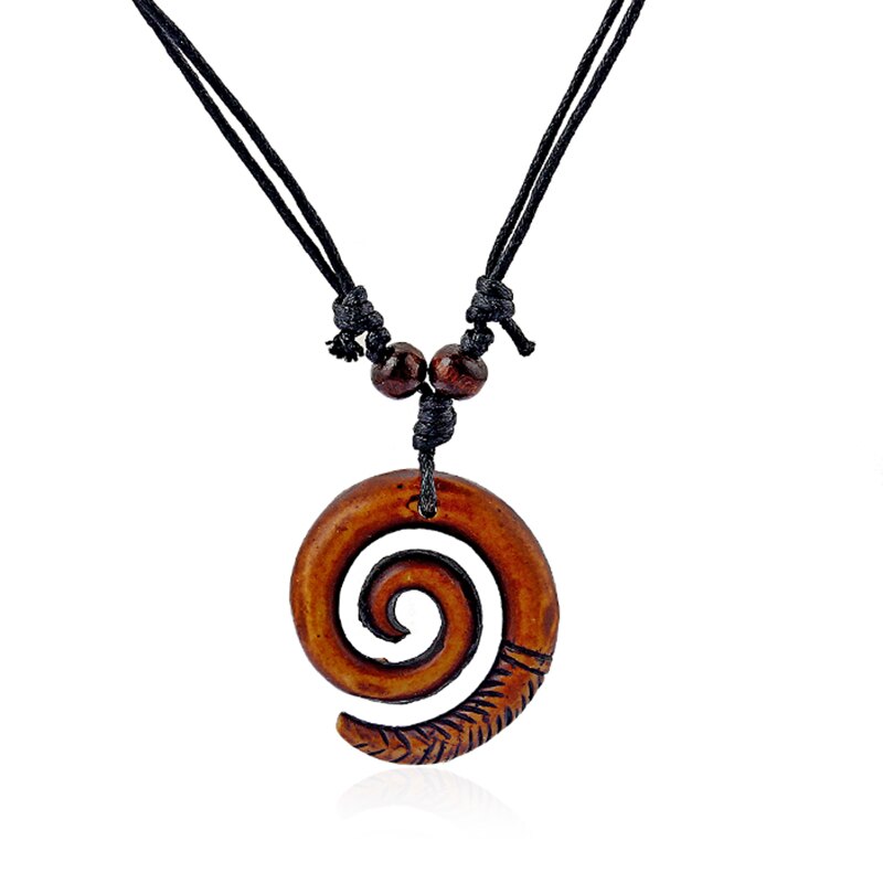 1 Pcs Resin Tribal Wit/Bruin/Rasta Keltic Spiraal Swirl Bedels Hangers Ketting Verstelbare: Brown