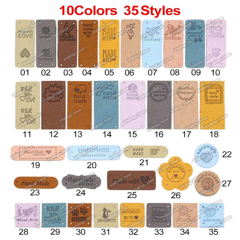 Zestawy etykiet skórzanych Ręcznie robione etykiety na ubrania Wytłaczane etykiety z metalowymi nitami z podwójną nasadką 6x8MM Akcesoria robić szycia