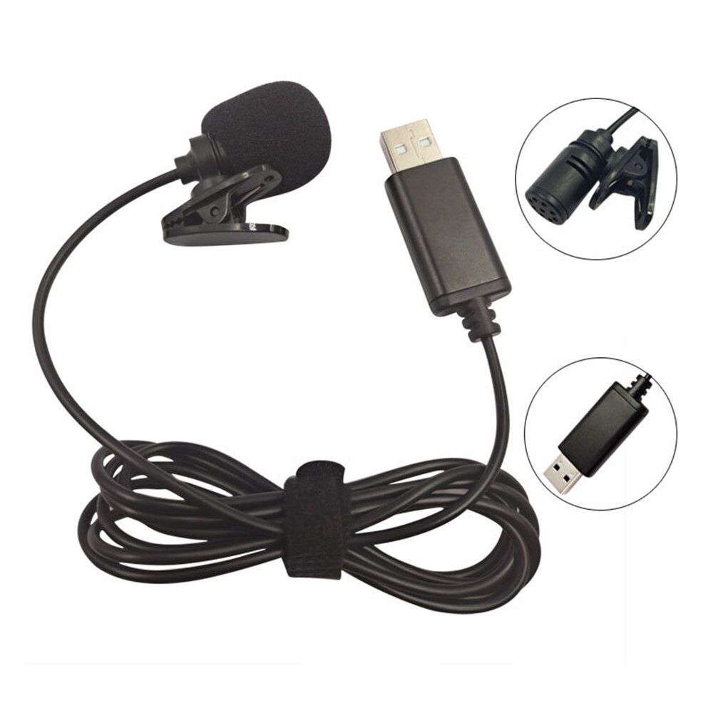 USB Lavalier Lapel Condenser Microphone Omnidirectional Wired Clip-on Mic Hands Free Plug &amp; Play for Computer PC Laptop