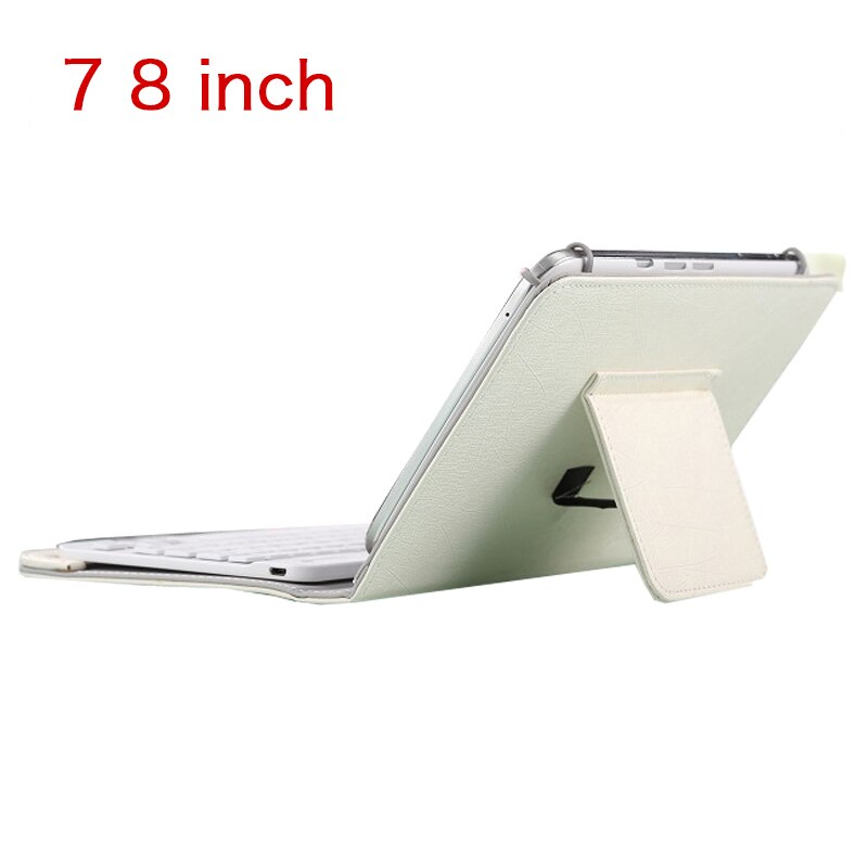 Bezprzewodowa klawiatura Bluetooth na tablet PU skórzane etui ze stojakiem pokrywa dla Podkładka 7 8 cali 9 10 cali dla IOS android okna: 7 8 cal biały