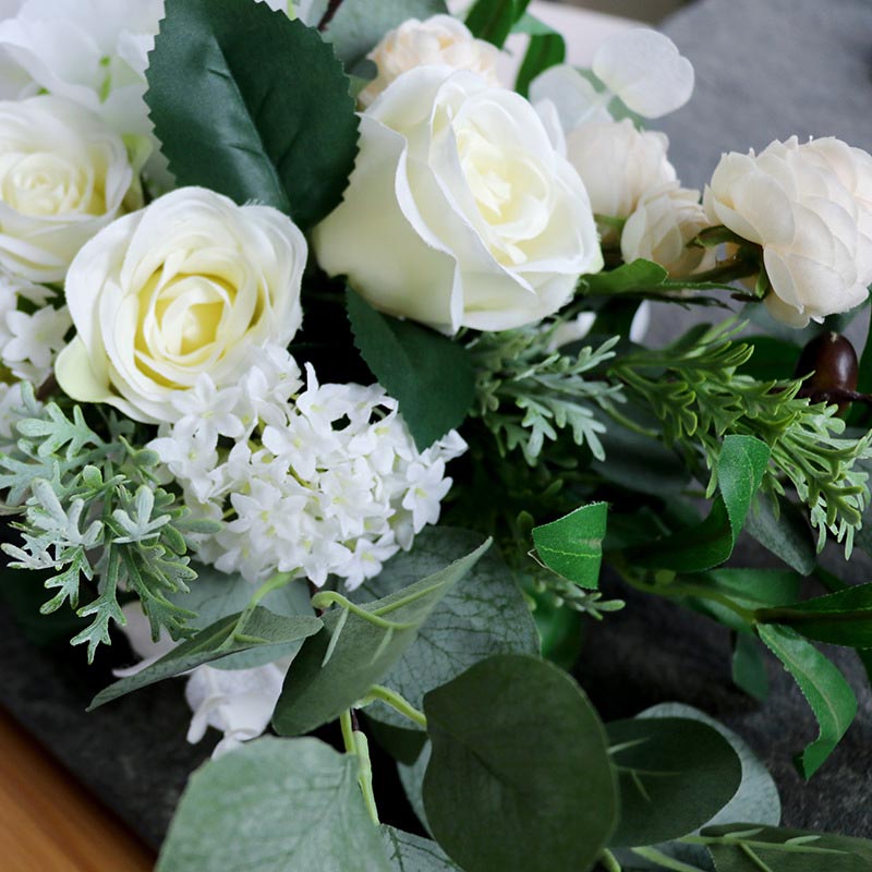 Elegante Eucalyptus Bruidsboeket Wit Bridal Bloemen Real Touch Kunstmatige Rozen Voor Bruidsmeisje Bruiloft Holding Bloem