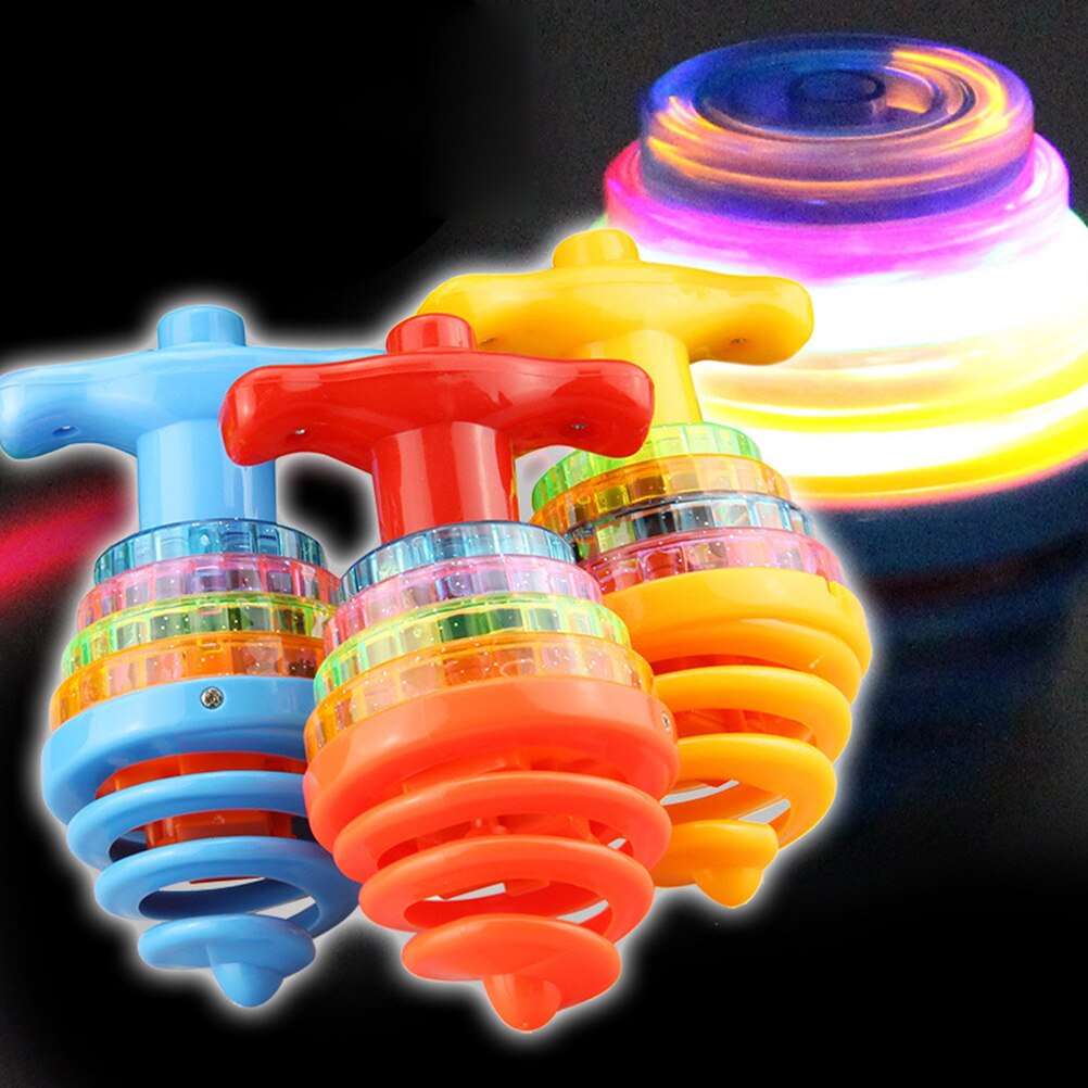 Color Flashing Spinning Top Toy With Music LED Light Spring Top Toy Children Bounce Top Game Educational Toy Color Random