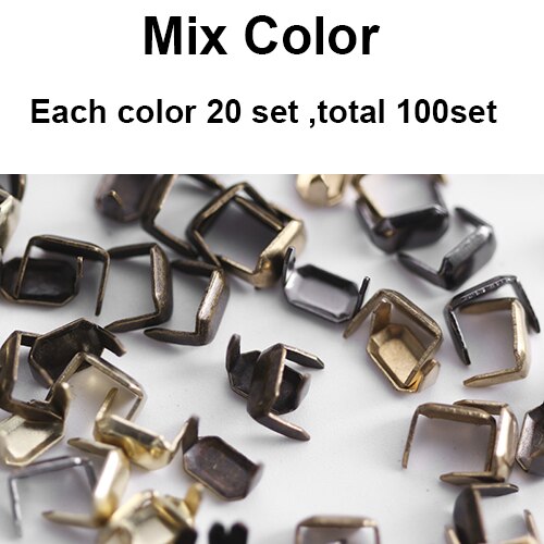 WUTA 100 set Solid Brass Leather Staples Copper Belt Loops Fastener Holder Strips Connector Holder Belt Clip Keeper Leathercraft: Mix Color