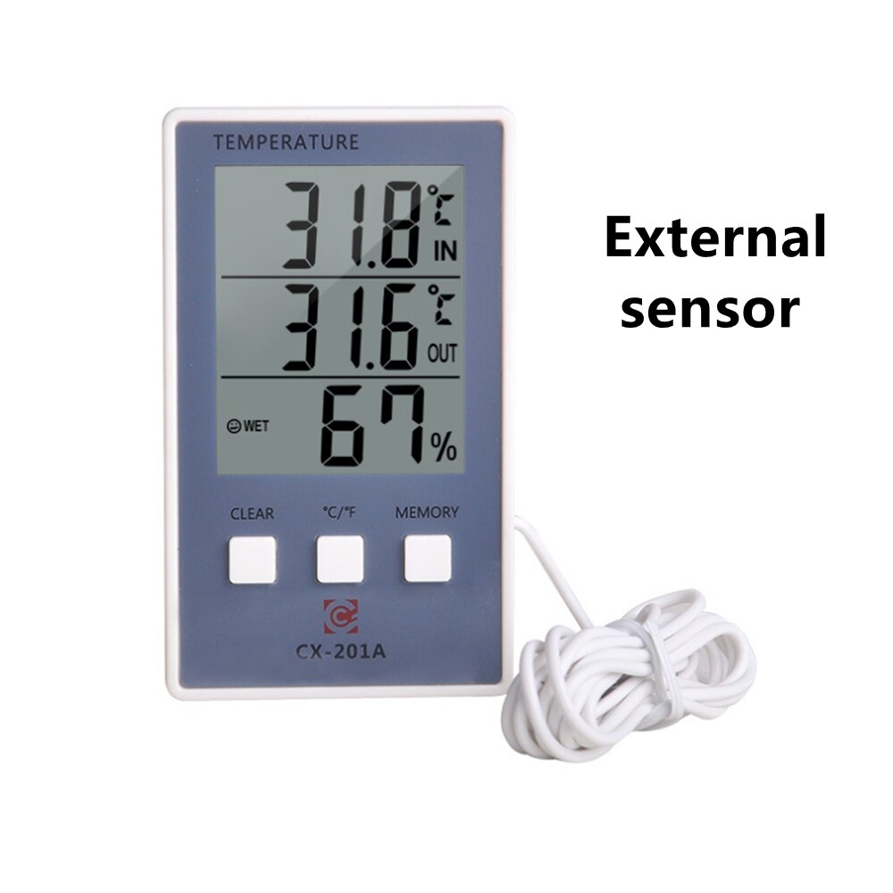 LCD Electronic Digital Temperature Humidity Meter Indoor Outdoor Thermometer Hygrometer Weather Station Clock