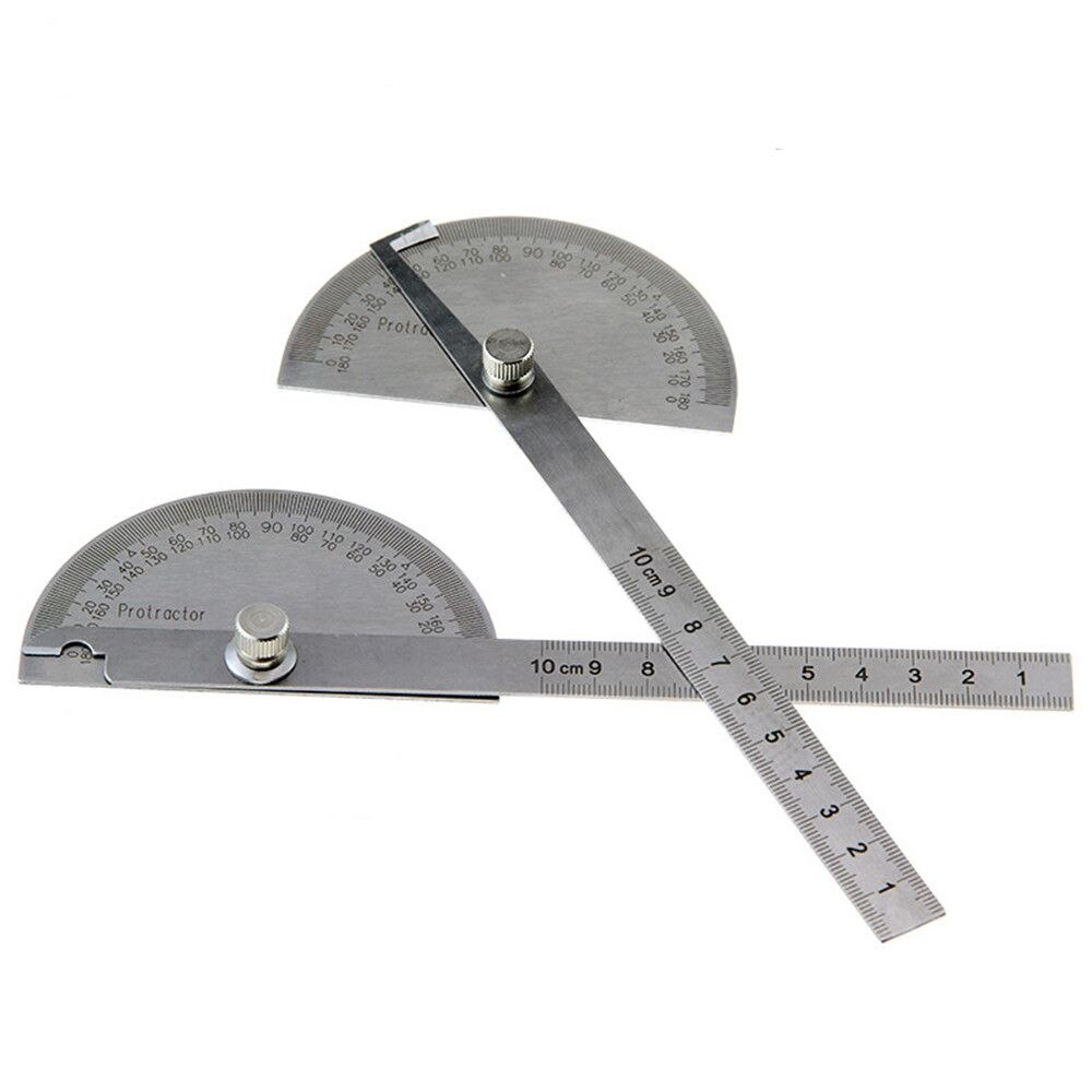 Stainless Steel Protractor Round Head Rotary Angle Rule metal Arm Ruler Adjustable Mathematics Measuring Tool Ruler 10cm
