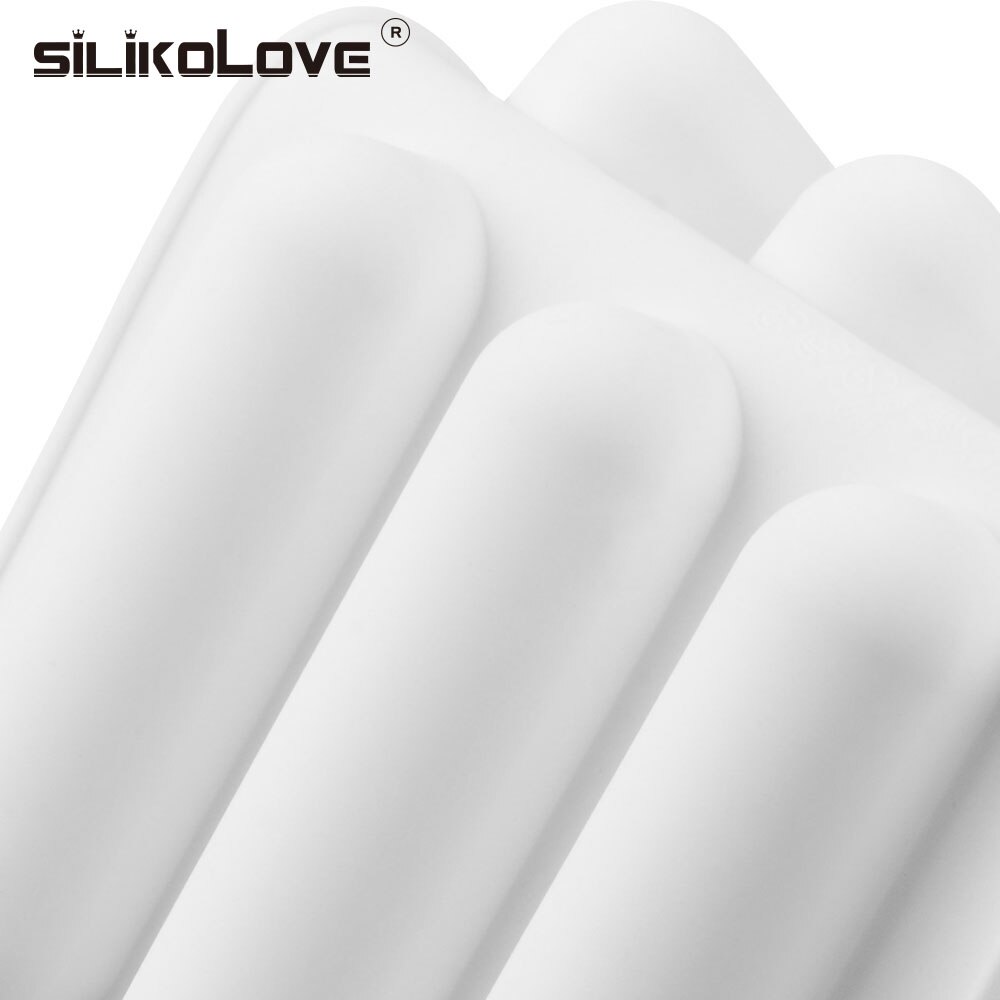 Silikolove 6- hulrum oval lang mousse silikoneform kageforme fransk wienerbrød dessert kage dekoration bagværk