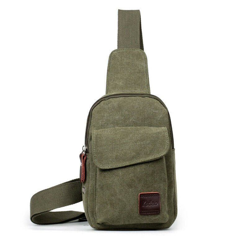 Local stock Men Crossbody Bags Canvas One Shoulder Oblique Chest Pack Bag: Army Green