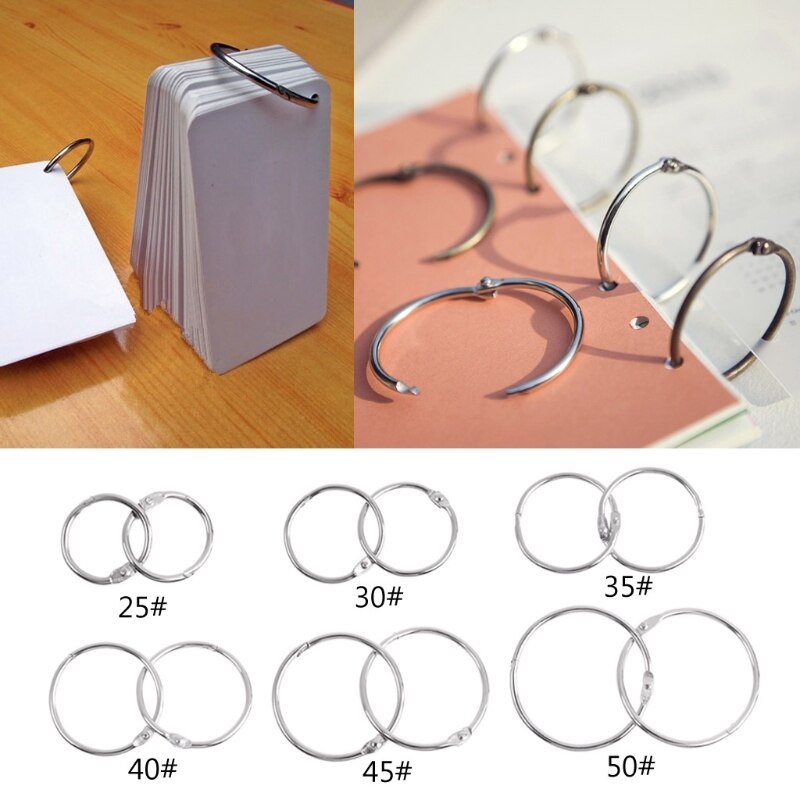 10 stk metalbinder ring løs blad bog binder ring ring multifunktionel nøglering cirkel bog binder ring kontor bindingsforsyning