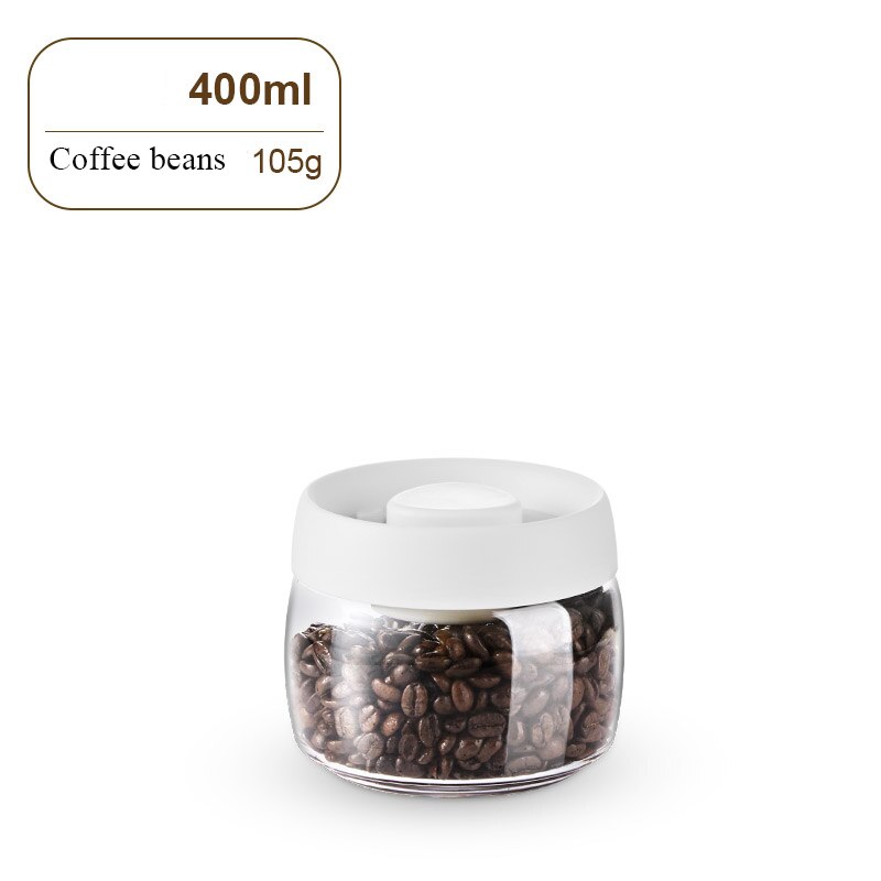 Food Coffee Beans Storage Bottles &amp; Jars with Cover Plastic Vacuum sealed Tank Storage Press and exhaust storage: 400ml