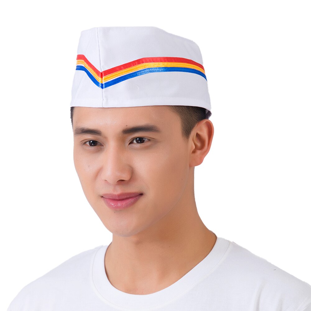Restaurant Chef Hats Striped Catering Kitchen Reposteria Cook Hat Men Women Hotel Bakey Cafe Waiter Breathable Cap