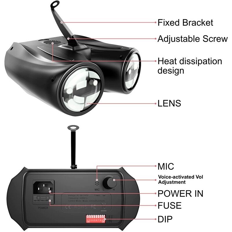 Lumières de scène DJ 128 LED, motif sonore, lumière de fête activée, effet stroboscopique, pour Club de danse, événement Disco de mariage