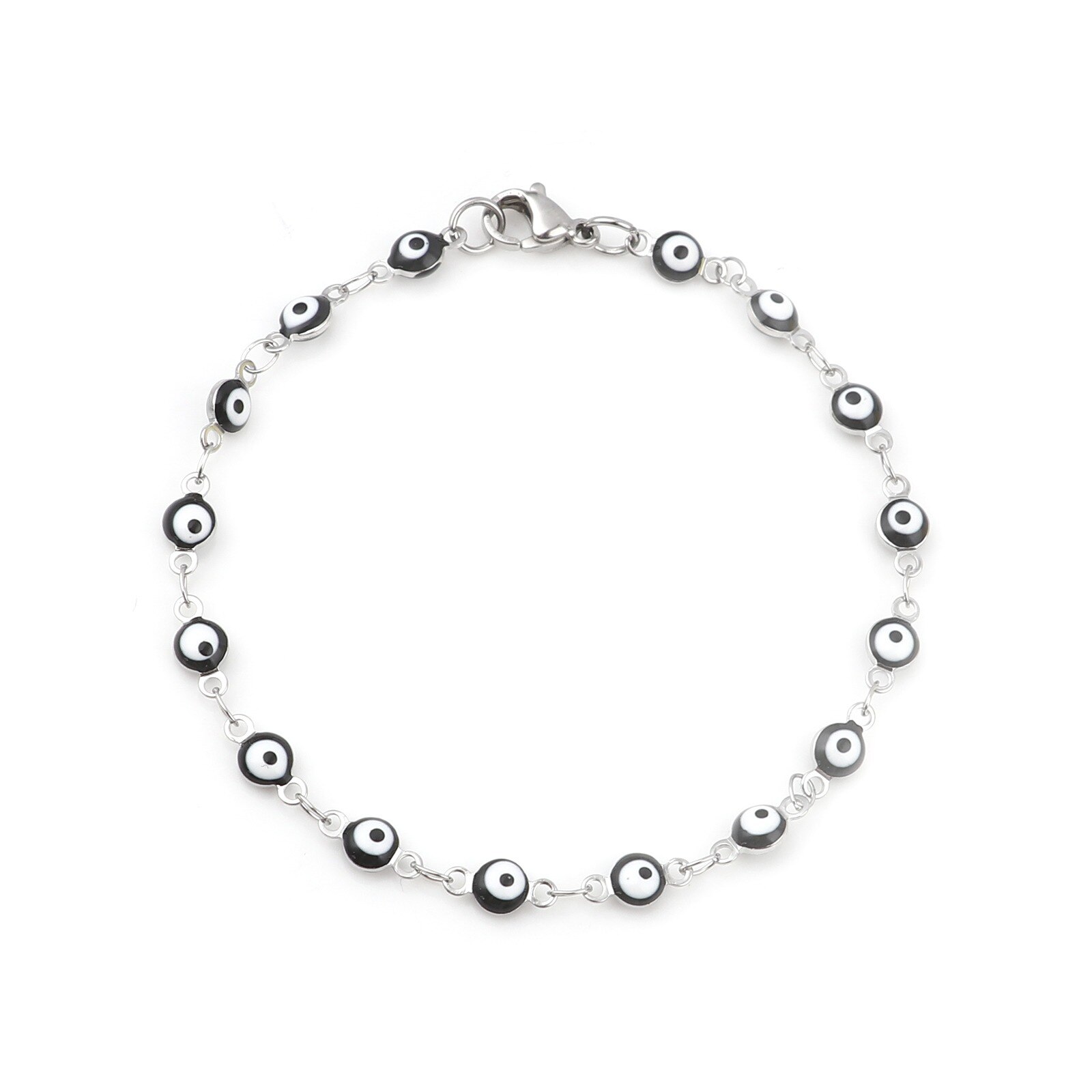 Rvs Religieuze Evil Eye Serie Armbanden Voor Vrouwen Sieraden Zilveren Kleur Link Chain Enamel 19.5Cm Lange: 4