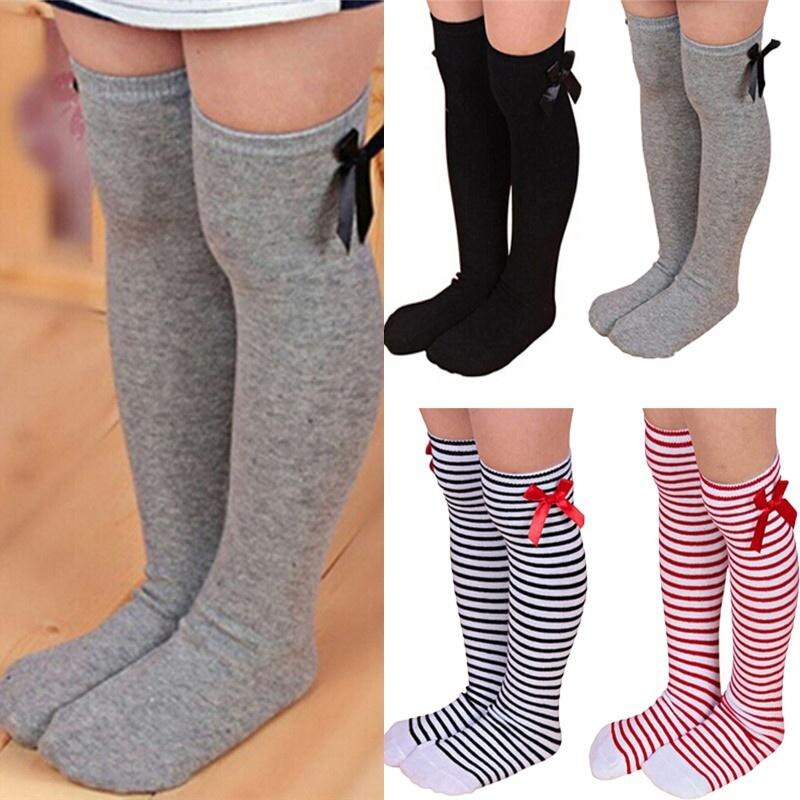 bébé vêtements d'été nouveaux enfants en bas âge filles grand arc genou haute longue doux coton bébé chaussettes nœud papillon 100% coton chaussettes