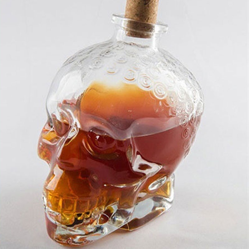 1 stk klassisk glass hodeskalleflaske krystallhodeskalle vodka/vinflaske 180ml/350ml forhåndstilpassede halloween hofteflasker