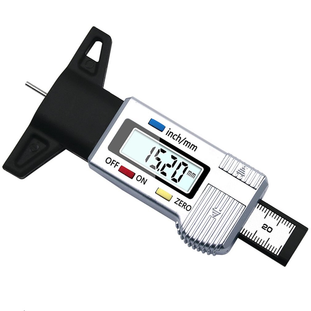 Car Tyre Tire Tread Depth Gauge Meter Measurer Tool Caliper Thickness Gauges Tread Brake Pad Shoe Tire Monitoring System: Silver