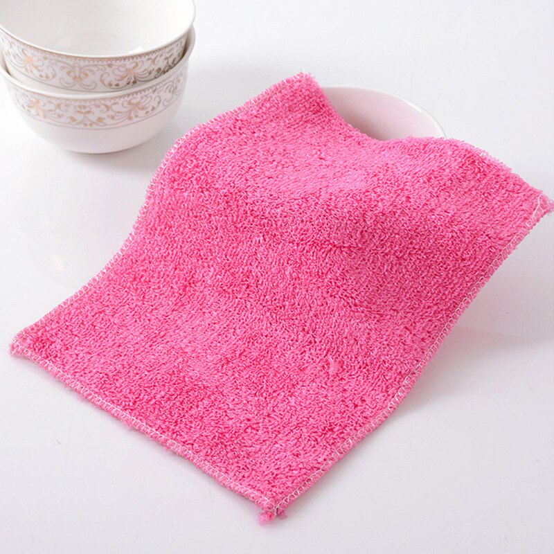 1pc anti-fett disktrasa bambu fiber tvätt handduk skursvamp magiska rengöring trasor kök hushållsartiklar rengöring verktyg: Röd / L    27 x 30 cm