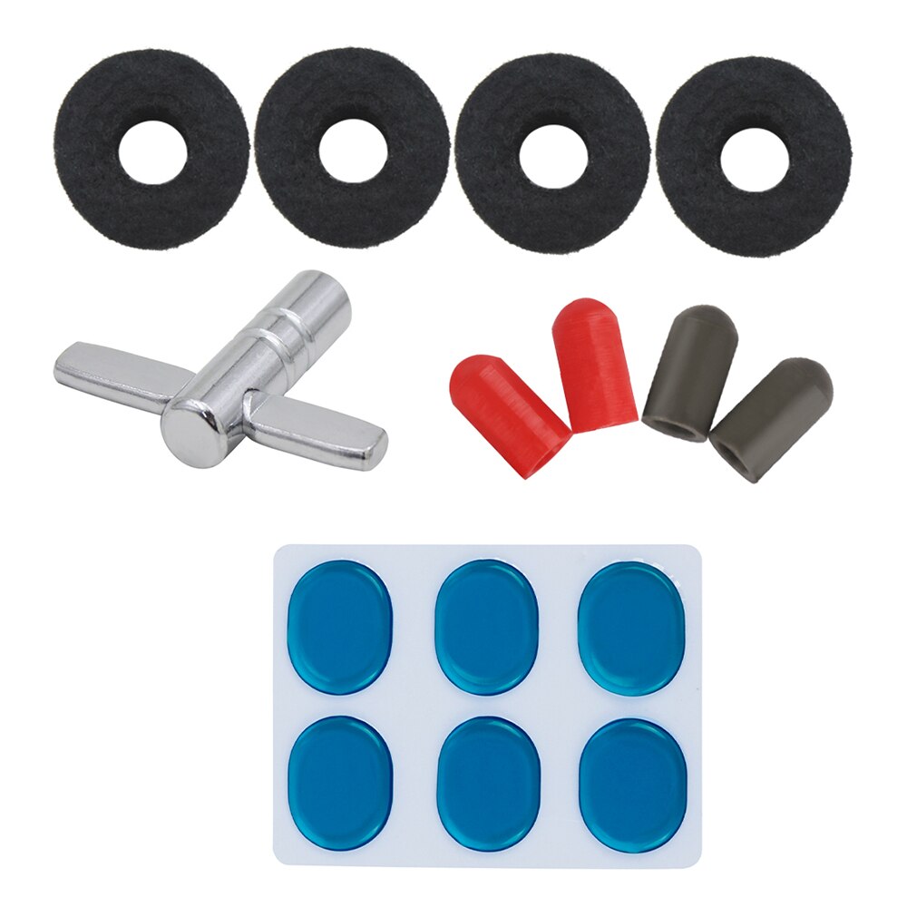 Drum Set Accessories Kit with 4pcs Cymbal Stand Felt Washeres + 4pcs Drumstick Rubber Tips + 6pcs Drum Damper Gel Pads
