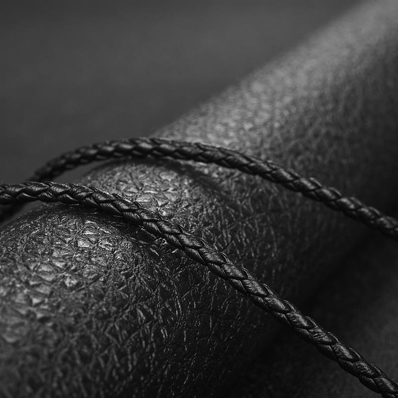 Schwarze, geflochtene halskette aus 50cm pu-lederkordeln für damen und herren, diy-Halsband mit karabinerverschluss und verlängerungskette