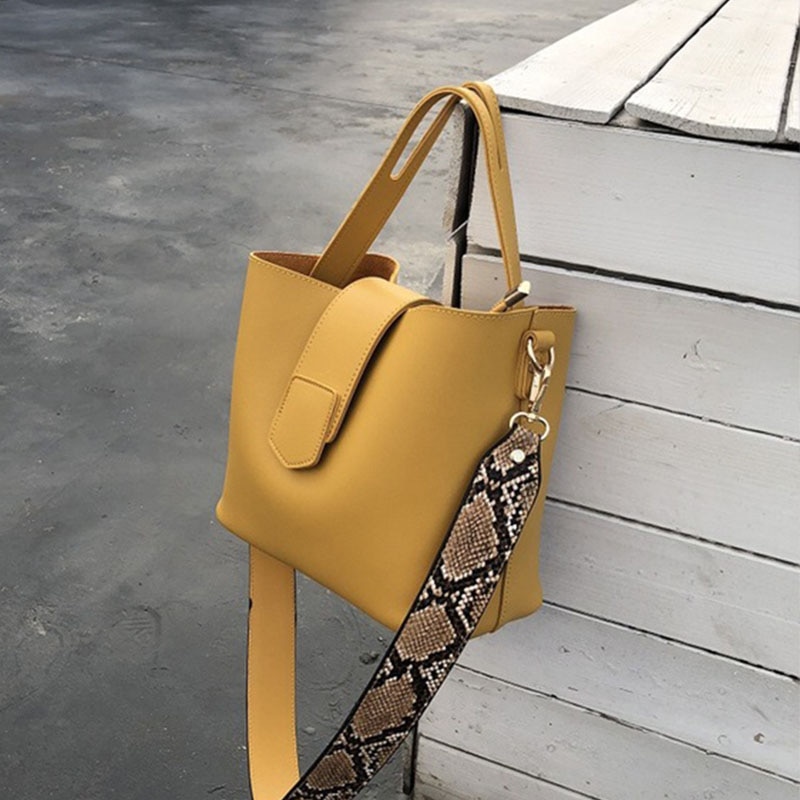 Solid Color Female Leather Women Bag Women's Shoulder Handbags Bucket Large Capacity Tote Casual Female Crossbody Bags