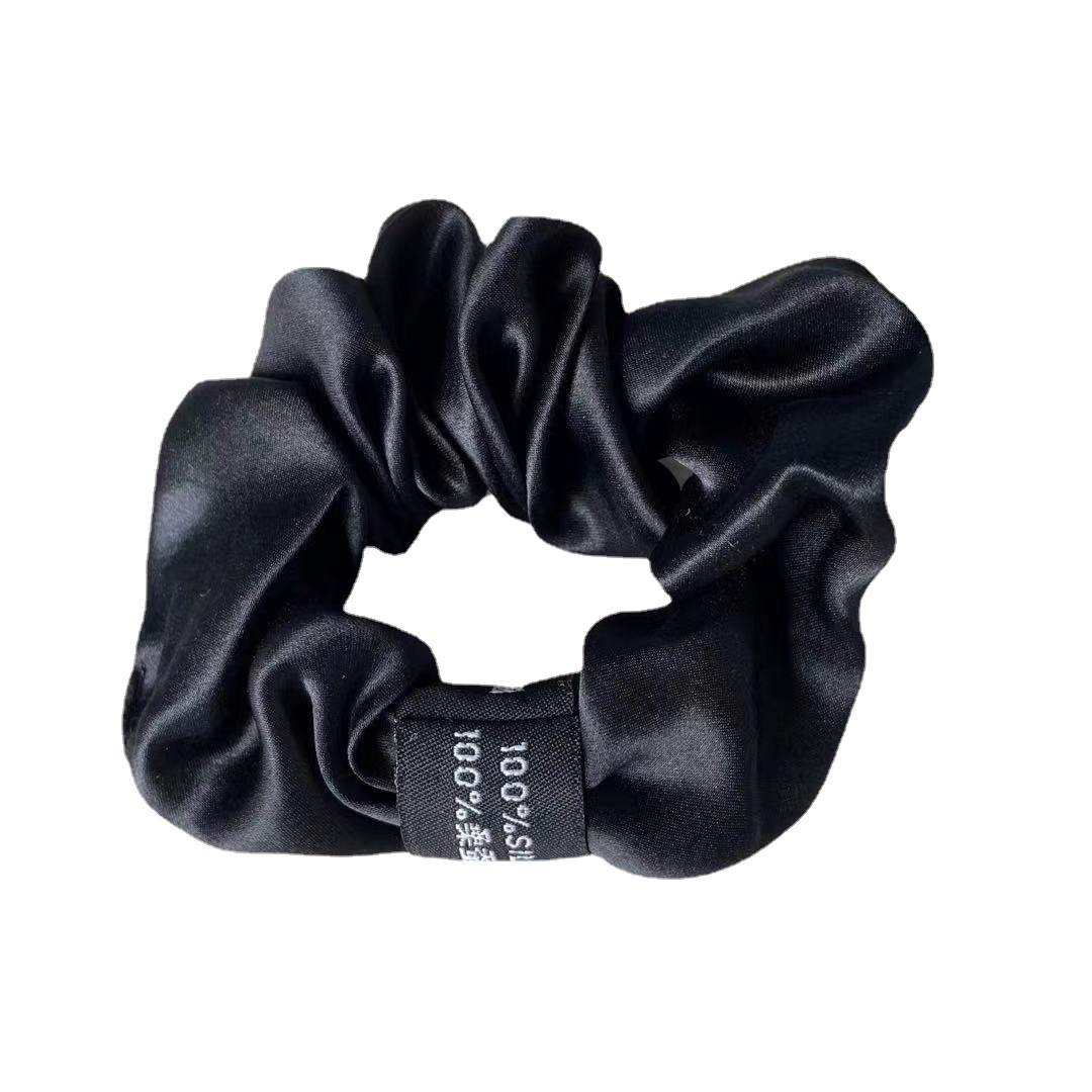 neue 100% Reine Maulbeere die Seide Große Krawatte Haar Seide Einfache Reine Farbe retro Haar Bands Für Frauen Haar Krawatte seil Zubehör Mädchen: Schwarz