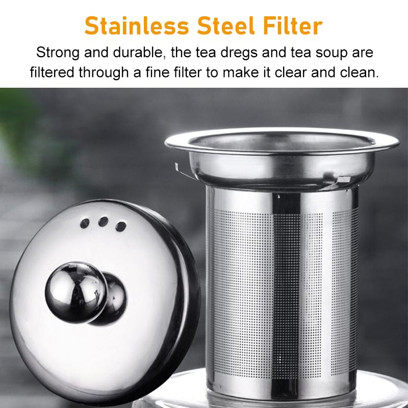 Tetera de vidrio resistente al calor, Infusor de té de acero inoxidable, recipiente calentado, tetera, teteras, filtro, juego de té, tetera para té Brewin