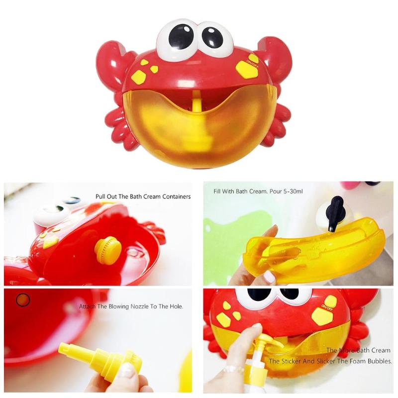 Rode Plastic Krab Patroon Bubble Machine Aangename Muziek Bubble Maker Baby Kinderen Badkuipen Douche Badkamer Leuk Speelgoed