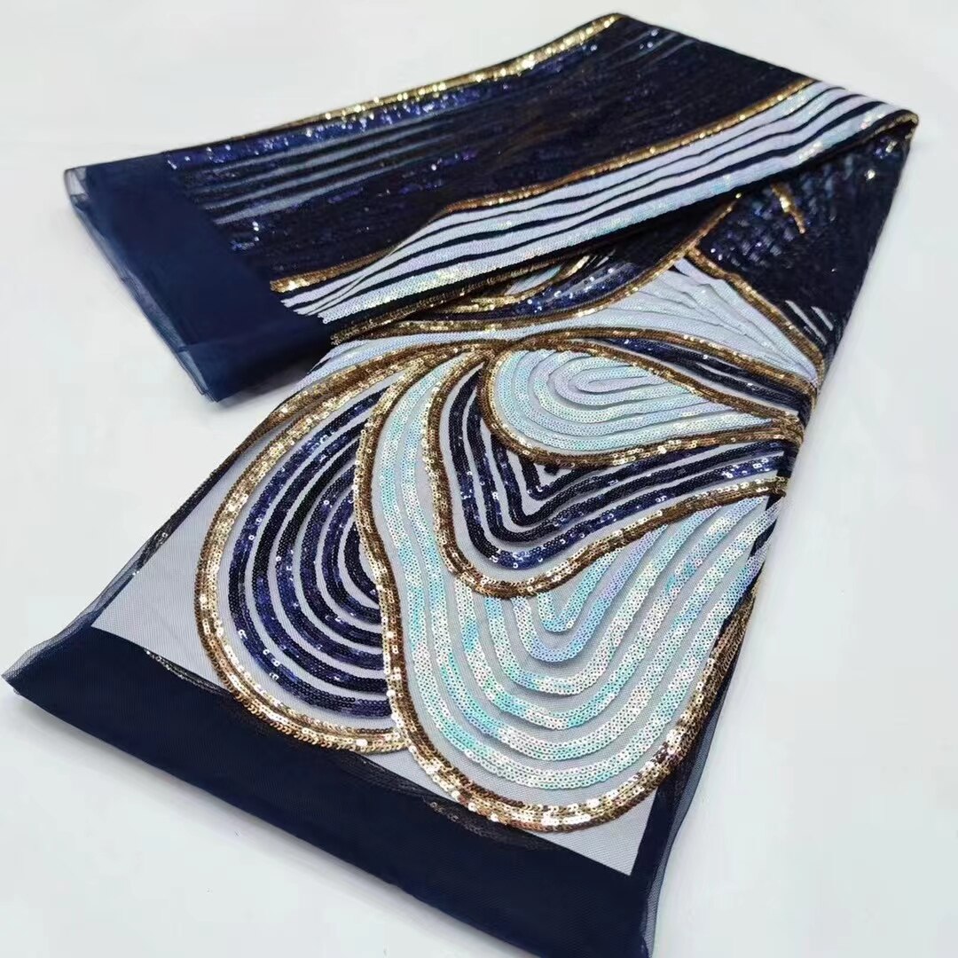 Classic African French Tulle Lace with Sequins For Wedding Dress NN338_L: Classic Color8