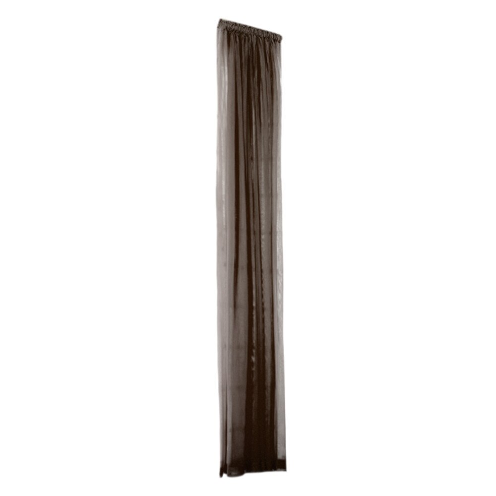 Rideau de porte fenêtre en Tulle de couleur Pure, 1 pièce, panneau, écharpe transparente, cantonnières, rideaux de fenêtre transparents pour décoration de salon: Marron