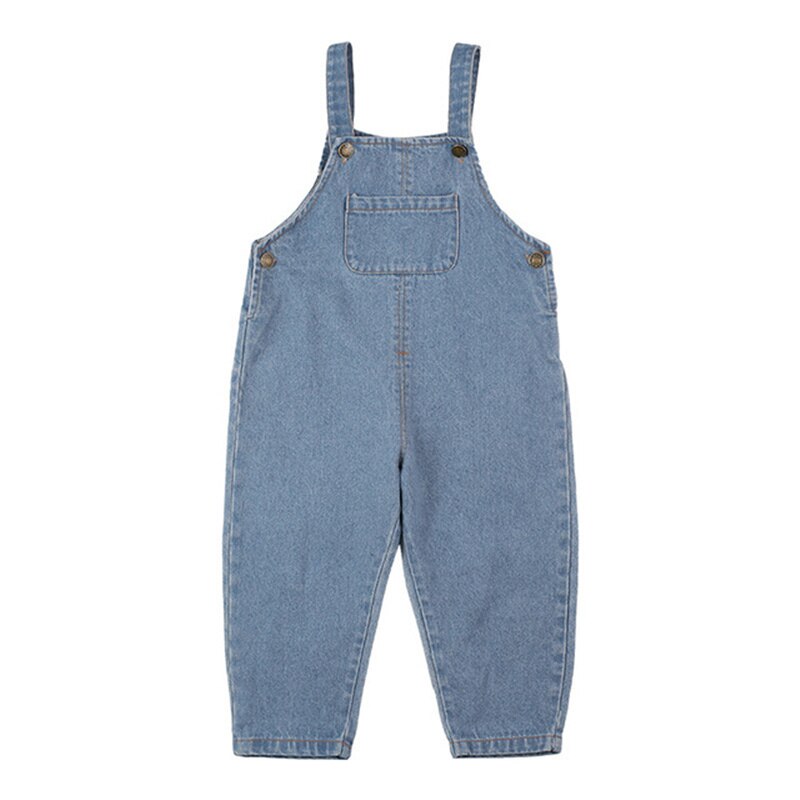 Tuta in denim tinta unita per ragazzi di moda primavera pantaloni casual larghi per bambini in stile coreano: 6